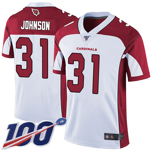 Arizona Cardinals Limited White Men David Johnson Road Jersey NFL Football 31 100th Season Vapor Untouchable